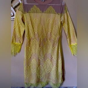 Charlotte Russe Lace Yellow/Nude Dress